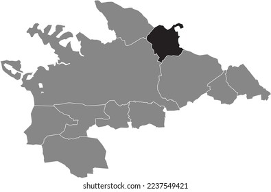 Black flat blank highlighted location map of the WEILERSBACH QUARTER inside gray administrative map of VILLINGEN-SCHWENNINGEN, Germany