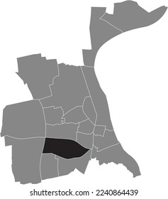 Black flat blank highlighted location map of the HORCHHEIM QUARTER inside gray administrative map of WORMS, Germany