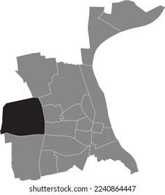 Black flat blank highlighted location map of the PFEDDERSHEIM QUARTER inside gray administrative map of WORMS, Germany