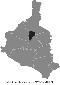 Black flat blank highlighted location map of the SCHULTENDORF DISTRICT inside gray administrative map of GLADBECK, Germany