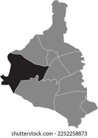 Black flat blank highlighted location map of the ALT-RENTFORT DISTRICT inside gray administrative map of GLADBECK, Germany