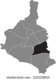 Black flat blank highlighted location map of the BUTENDORF DISTRICT inside gray administrative map of GLADBECK, Germany