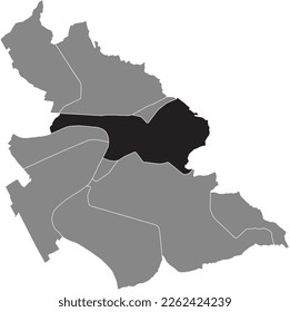 Black flat blank highlighted location map of the STADTMITTE BOROUGH inside gray administrative map of ASCHAFFENBURG, Germany