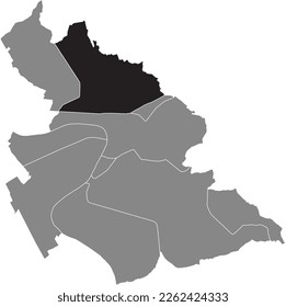 Mapa de ubicación resaltado en blanco y negro del DAMM BOROUGH dentro del mapa administrativo gris de ASCHAFFENBURG, Alemania