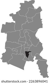 Black flat blank highlighted location map of the SÜD BOROUGH inside gray administrative map of DESSAU, Germany