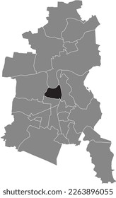 Black flat blank highlighted location map of the ZIEBIGK BOROUGH inside gray administrative map of DESSAU, Germany
