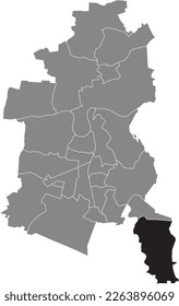 Black flat blank highlighted location map of the SOLLNITZ BOROUGH inside gray administrative map of DESSAU, Germany