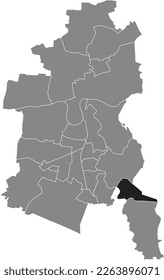 Black flat blank highlighted location map of the KLEUTSCH BOROUGH inside gray administrative map of DESSAU, Germany