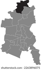 Black flat blank highlighted location map of the STREETZ-NATHO BOROUGH inside gray administrative map of DESSAU, Germany