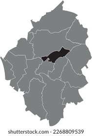 Mapa de ubicación resaltado en blanco y negro del MUNICIPIO LODELINSART dentro del mapa administrativo gris de CHARLEROI, Bélgica
