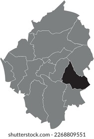 Black flat blank highlighted location map of the MONTIGNIES-SUR-SAMBRE MUNICIPALITY inside gray administrative map of CHARLEROI, Belgium