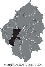 Black flat blank highlighted location map of the MARCHIENNE-AU-PONT MUNICIPALITY inside gray administrative map of CHARLEROI, Belgium