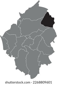 Black flat blank highlighted location map of the RANSART MUNICIPALITY inside gray administrative map of CHARLEROI, Belgium