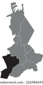 Black flat blank highlighted location map of the SINT-ANDRIES SUBURB inside gray administrative map of BRUGES, Belgium