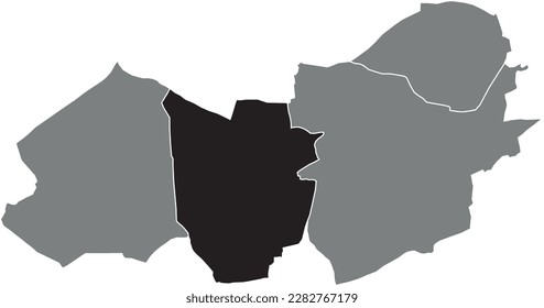 Black flat blank highlighted location map of the BELSELE MUNICIPALITY inside gray administrative map of SINT-NIKLAAS, Belgium