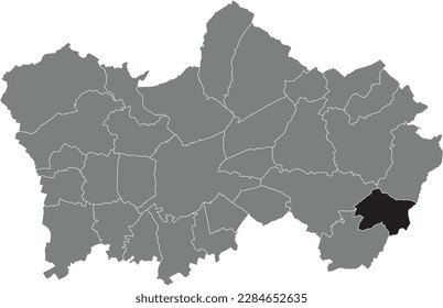 Mapa de ubicación resaltado en blanco y negro del MUNICIPIO BARRY dentro del mapa administrativo gris de TOURNAI, Bélgica
