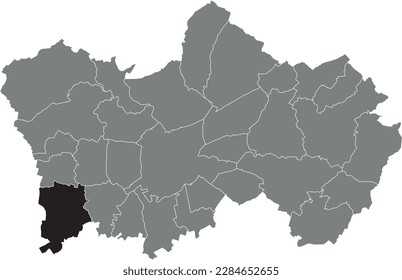Mapa de ubicación resaltado en blanco y negro del MUNICIPIO ESPLECHIN dentro del mapa administrativo gris de TOURNAI, Bélgica