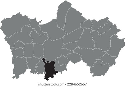 Black flat blank highlighted location map of the ERE MUNICIPALITY inside gray administrative map of TOURNAI, Belgium