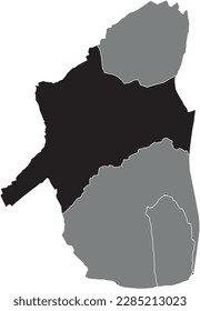 Black flat blank highlighted location map of the ROULERS MUNICIPALITY inside gray administrative map of ROULERS, Belgium