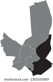 Black flat blank highlighted location map of the BORDEAUX-5 CANTON inside gray administrative map of BORDEAUX, France