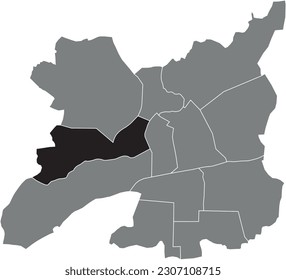 Mapa de ubicación resaltado en blanco y negro del BOURG-L'ÉVESQUE - LA TOUCHE - MOULIN DU COMTE QUARTER dentro del mapa administrativo gris de RENNES, Francia