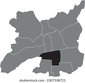 Mapa de ubicación resaltado en blanco y negro del TRIMESTRE SUD-GARE dentro del mapa administrativo gris de RENNES, Francia