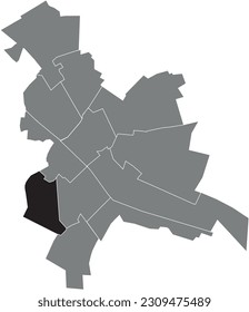 Mapa de ubicación resaltado en blanco y negro de CROIX-ROUGE - CROIX DU SUD QUARTER dentro del mapa administrativo gris de REIMS, Francia