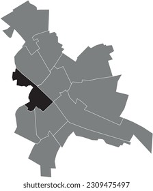 Black flat blank highlighted location map of the BOIS D'AMOUR - PORTE DE PARIS - COURLANCY QUARTER inside gray administrative map of REIMS, France