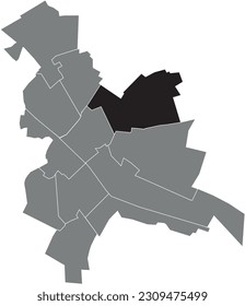 Black flat blank highlighted location map of the CERNAY JAMIN - JEAN JAURÈS - ÉPINETTES QUARTER inside gray administrative map of REIMS, France