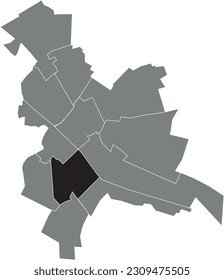 Black flat blank highlighted location map of the MAISON-BLANCHE - SAINTE-ANNE - WILSON QUARTER inside gray administrative map of REIMS, France