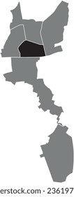 Black flat blank highlighted location map of the CENTRE SECTOR inside gray administrative map of ORLÉANS, France