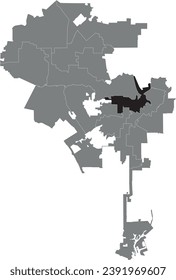 Black flat blank highlighted location map of the 13TH DISTRICT inside gray administrative map of LOS ANGELES CITY COUNCIL
