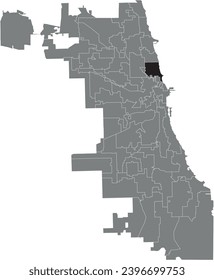 Black flat blank highlighted location map of the WARD 43 inside gray administrative map of CHICAGO CITY COUNCIL