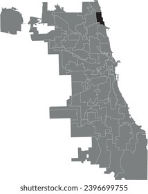 Black flat blank highlighted location map of the WARD 48 inside gray administrative map of CHICAGO CITY COUNCIL