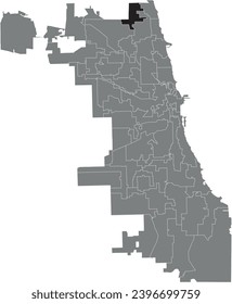 Black flat blank highlighted location map of the WARD 50 inside gray administrative map of CHICAGO CITY COUNCIL