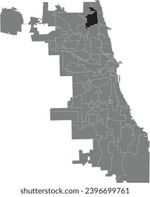 Black flat blank highlighted location map of the WARD 40 inside gray administrative map of CHICAGO CITY COUNCIL