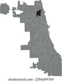 Black flat blank highlighted location map of the WARD 47 inside gray administrative map of CHICAGO CITY COUNCIL