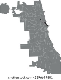 Black flat blank highlighted location map of the WARD 2 inside gray administrative map of CHICAGO CITY COUNCIL