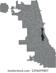 Black flat blank highlighted location map of the WARD 3 inside gray administrative map of CHICAGO CITY COUNCIL