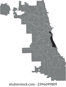 Black flat blank highlighted location map of the WARD 4 inside gray administrative map of CHICAGO CITY COUNCIL