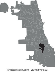 Black flat blank highlighted location map of the WARD 6 inside gray administrative map of CHICAGO CITY COUNCIL