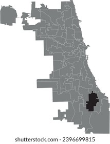 Black flat blank highlighted location map of the WARD 8 inside gray administrative map of CHICAGO CITY COUNCIL