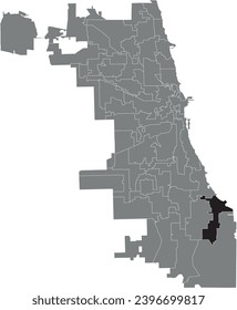 Black flat blank highlighted location map of the WARD 7 inside gray administrative map of CHICAGO CITY COUNCIL