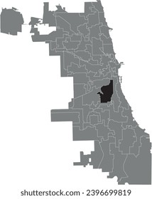 Black flat blank highlighted location map of the WARD 11 inside gray administrative map of CHICAGO CITY COUNCIL