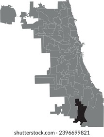 Black flat blank highlighted location map of the WARD 9 inside gray administrative map of CHICAGO CITY COUNCIL