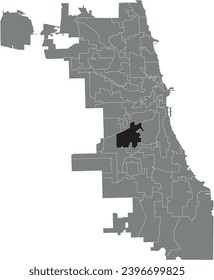 Black flat blank highlighted location map of the WARD 12 inside gray administrative map of CHICAGO CITY COUNCIL