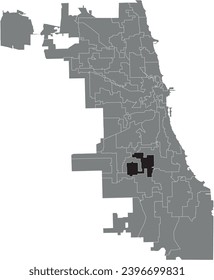 Black flat blank highlighted location map of the WARD 16 inside gray administrative map of CHICAGO CITY COUNCIL