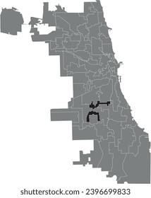 Black flat blank highlighted location map of the WARD 15 inside gray administrative map of CHICAGO CITY COUNCIL