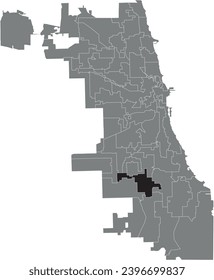 Black flat blank highlighted location map of the WARD 17 inside gray administrative map of CHICAGO CITY COUNCIL