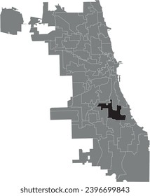 Black flat blank highlighted location map of the WARD 20 inside gray administrative map of CHICAGO CITY COUNCIL